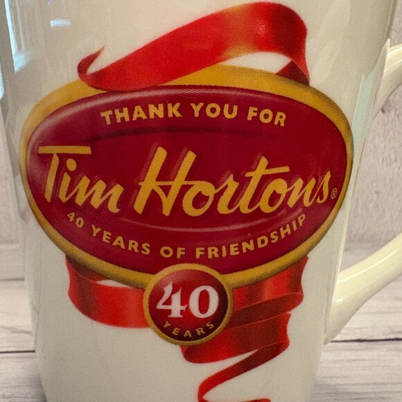 Tim Hortons "40 Years of Friendship" Red Gold White 2004 Coffee Mug (SKU: 198MI) - Picture 3 of 7